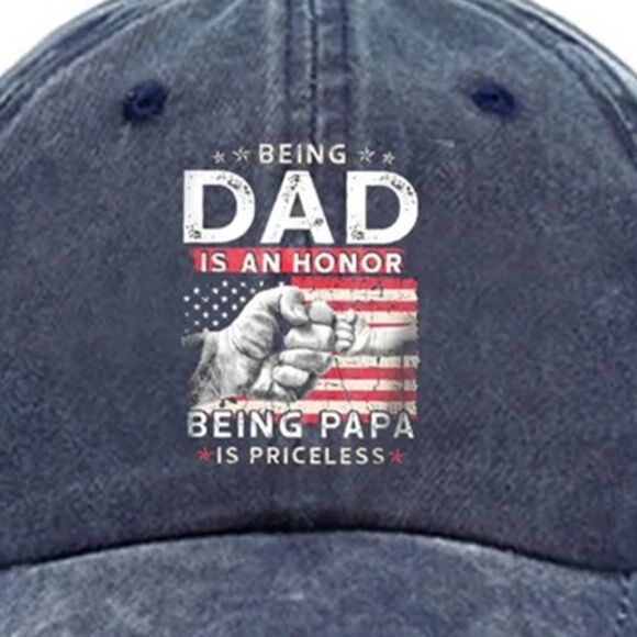 Canvas Hat Men's Dad Fashion Casual Vintage BLUE, Adjustable, Letter Pattern New - Picture 2 of 3